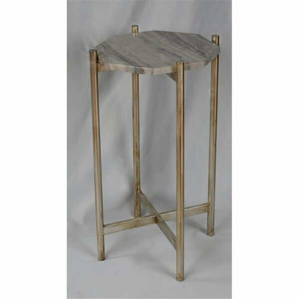Bassett Mixson Scatter Accent Table, Silver Leaf & White Marble - 14 x 24 x 14 in. 5870-LR-224